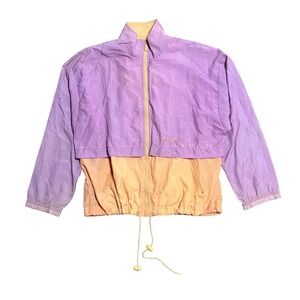 VINTAGE Reebok Jacket‎ Womens Large Purple Peach Colorblock Windbreaker Zip 90s